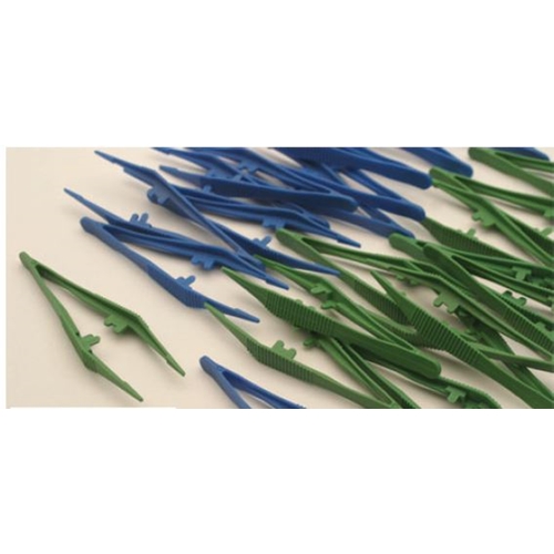 Plastmasas pincetes vienreizējai lietošanai Bastos Viegas – 130 mm zaļas sterilās – 35 gab.