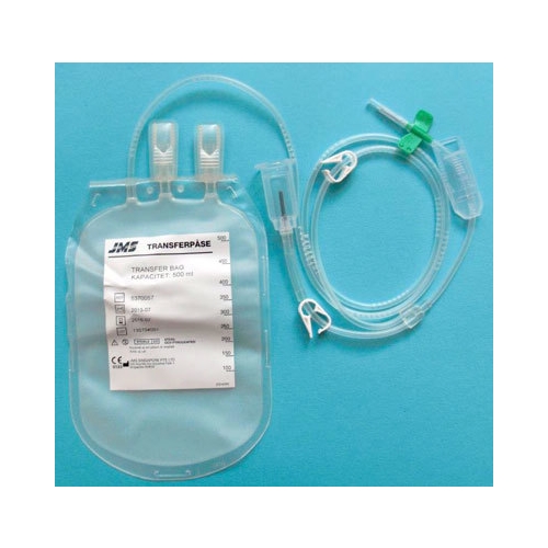 Blodtappningspåse graderad med kanyl JMS – 500ml med Y-koppl stickskydd – 40 st