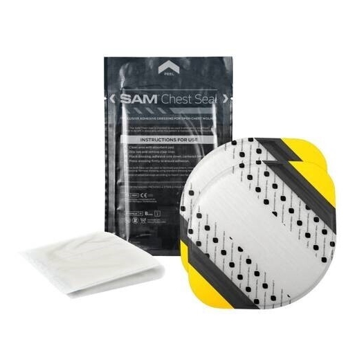 Rindkere haavaside SAM Chest Seal – 2 tk/pk õhukindel + kuivatuslapp – 25 tk
