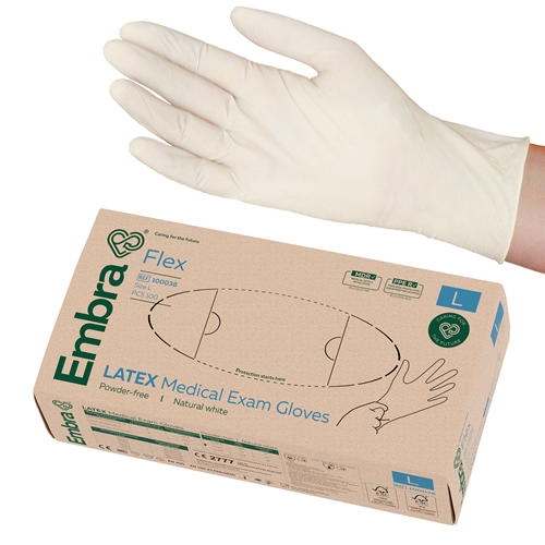 Handske us latex Embra pf – L FLEX AQL 1,5 – 100 st