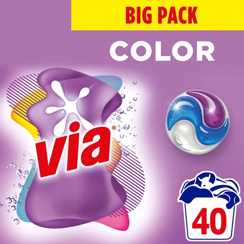 Pyykinpesukapselit Via Color – 40 kpl/pakkaus, hajustettu – 40 kpl