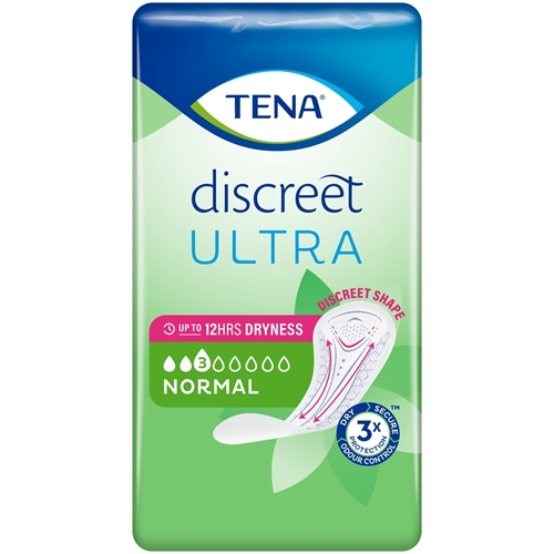Inkontinenssisuojat housuihin kiinnitettäväksi – TENA Discreet Ultra Pad Normal – 128 kpl