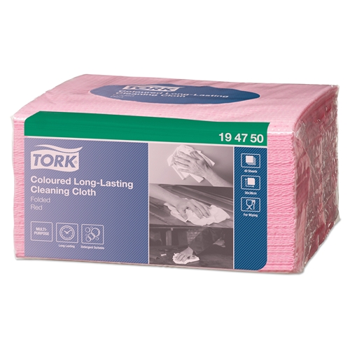 Torkklud farvekodet W8 – 30x38cm rød Tork Premium – 320 stk