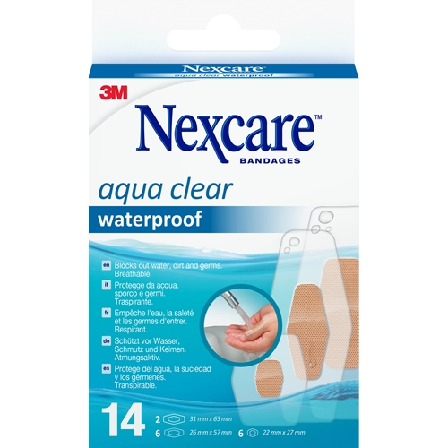 Plāksteri brūču plēve Nexcare Aqua Clear – 14/gab. bēša 3 izmēros – 14 gab.