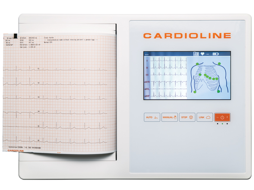 Cardioline ECG200L pilns komplekts (Glasgow +EasyApp) – 7 collu krāsains skārienekrāns