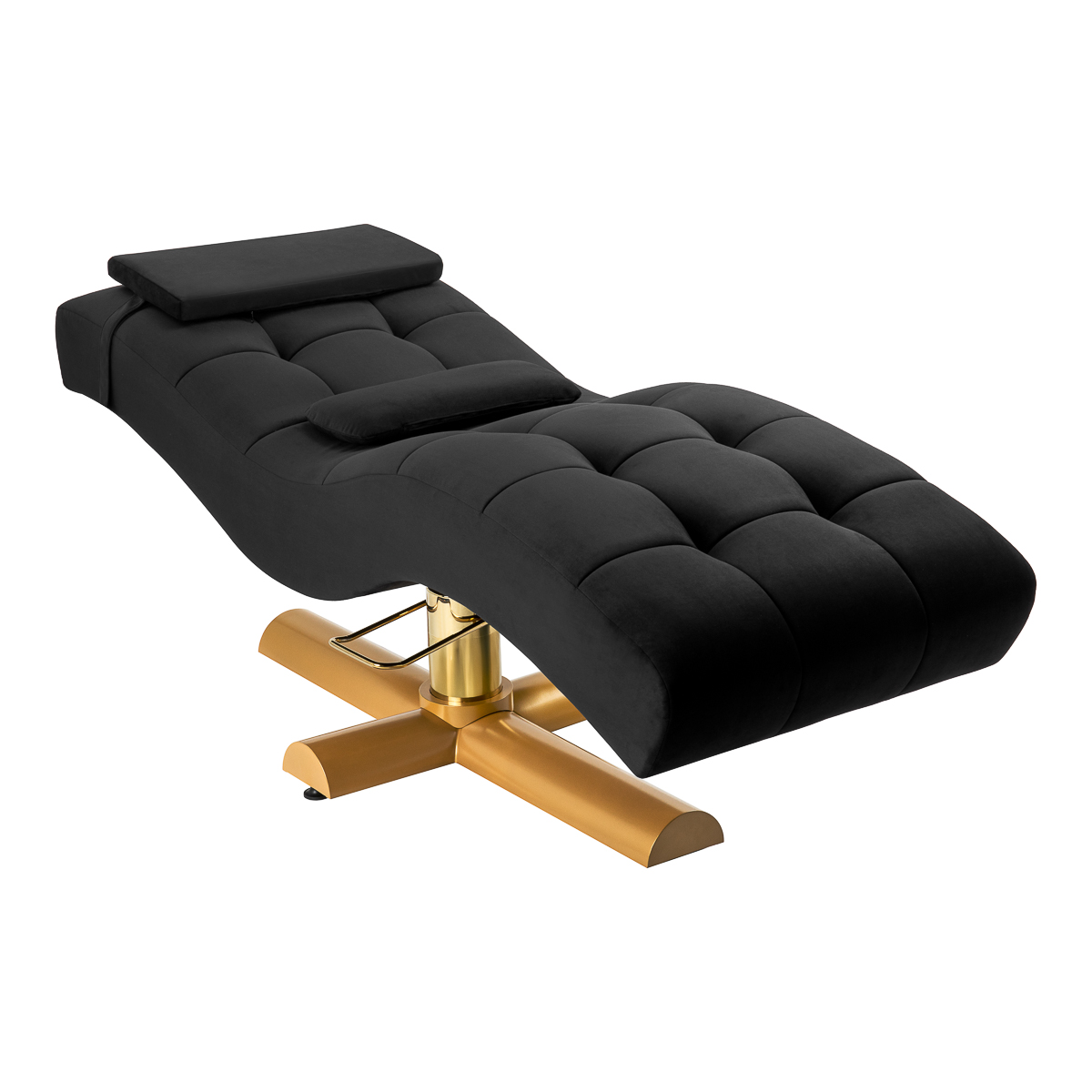 Sillon Corona øjenvippebehandlingsstol sort med guldfarvet base