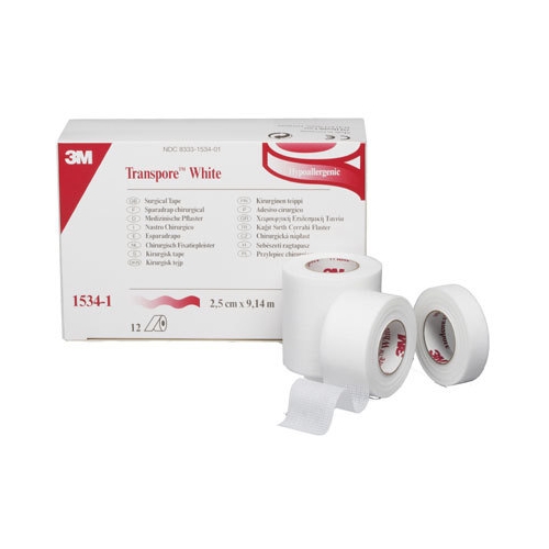 Häfta papper Transpore White – 1,25cmx9,14m perforerad – 24 st