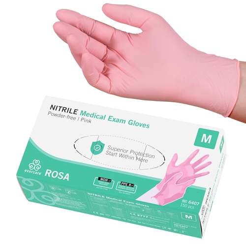 Nitrila cimdi Evercare PF – M rozā AQL 1,5 – 150 gab.