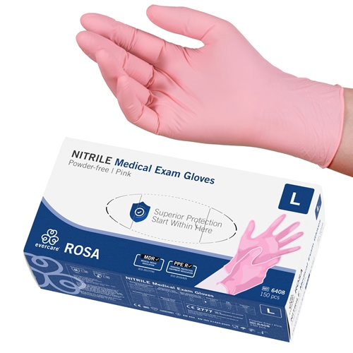 Nitrila cimdi Evercare PF – L rozā AQL 1,5 – 150 gab.