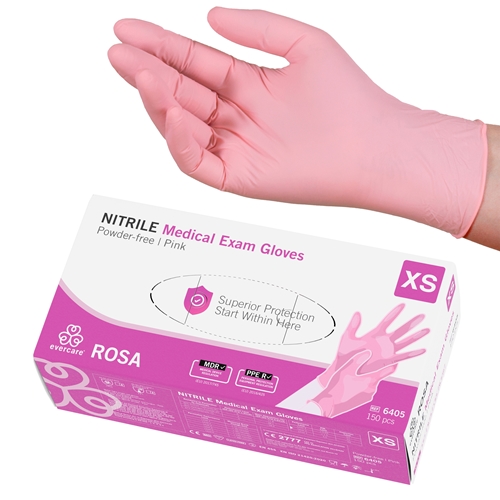 Nitrila cimdi Evercare PF – XS ROZĀ AQL 1,5 – 150 gab.