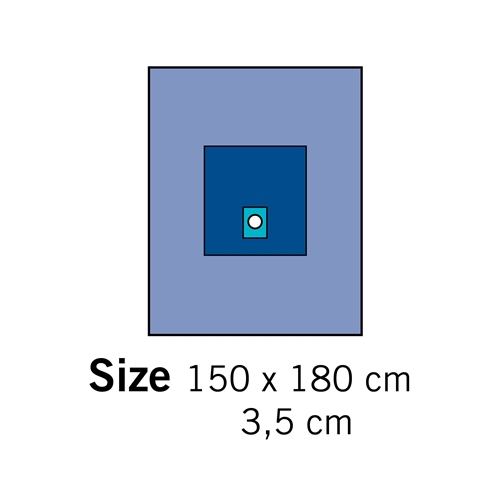 Operācijas palags rokām/kājām Evercare – 150x180cm ar 3,5cm caurumu – 34 gab.