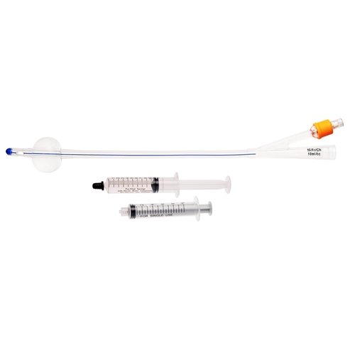 Kateter 2-vejs med sprøjte UnoQuip – 10ml ch16 24cm silikone Nel – 5 stk