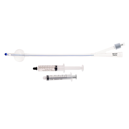 Kateter 2-vejs med sprøjte UnoQuip – 10ml ch12 24cm silikone Nel – 5 stk
