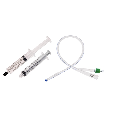 Kateter 2-vejs med sprøjte UnoQuip – 10ml ch14 40cm silikone Nel – 5 stk