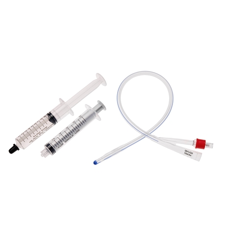 Kateter 2-vejs med sprøjte UnoQuip – 10ml ch18 40cm silikone Nel – 5 stk