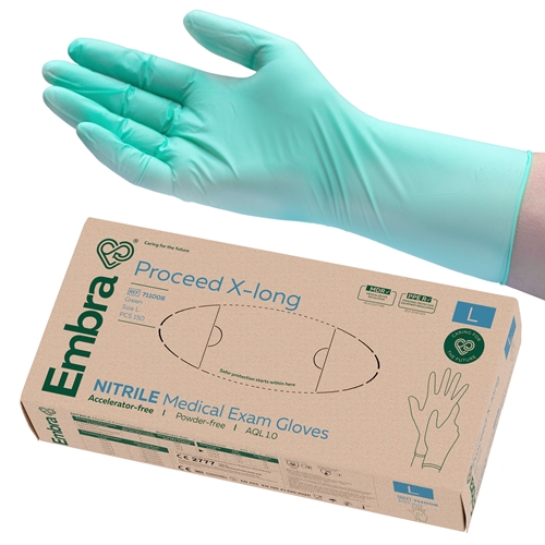Nitrila cimdi Embra PF – L PROCEED XLong atbilst AQL1,0 – 150 gab.