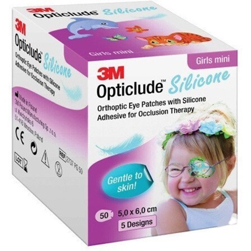 Opticlude Silicone acu plāksteris – 50x60mm mini meiteņu dizains – 50 gab.