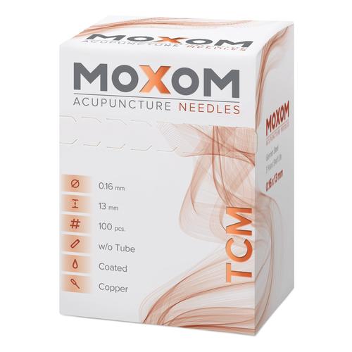 Akupunkturnåle med kobberhåndtag – MOXOM TCM 100 stk. (silikonebelagt) 0,16 x 13 mm