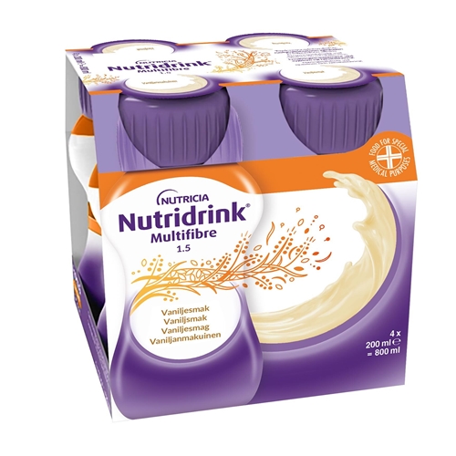 Nutridrink Multifibre – 4x200ml Vanilj – 4 st