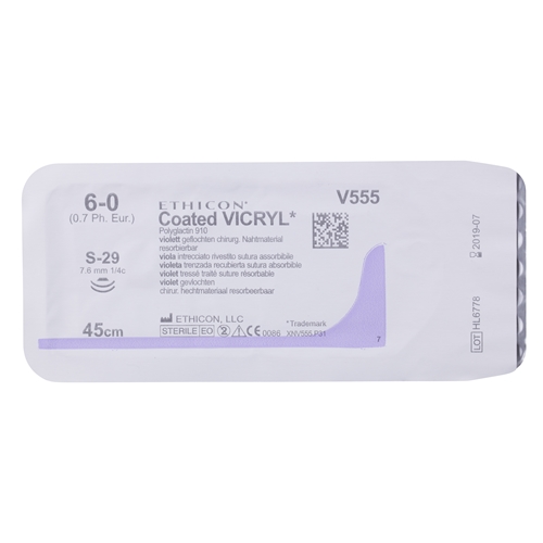 Sutūru Vicryl 6-0 V555G – 45cm adata S-29 – 12 gab