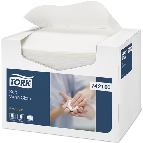Tvättlapp papper 1L – 19x30cm vit Tork Premium mjuk – 135 st