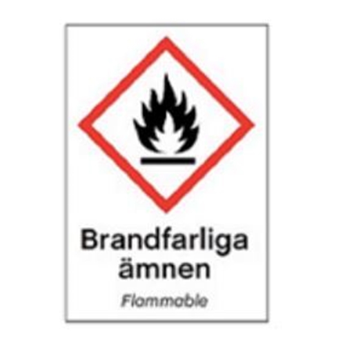Brandfarlige stoffer/Brændbar – A5 skilt plast selvklæbende