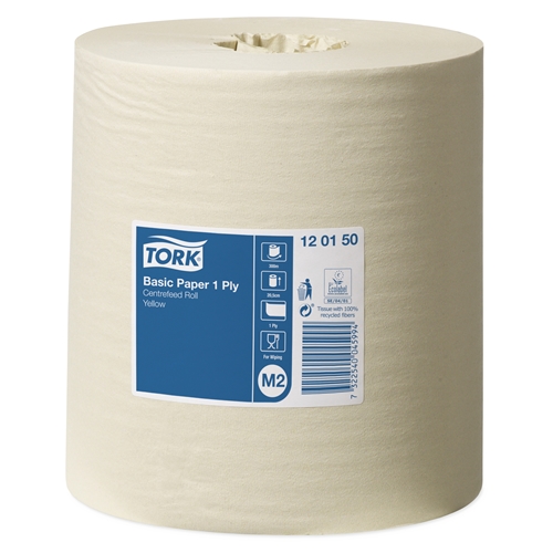 Torkrulle 1-L centrummatad M2 – Tork Basic 300m gul – 6 stk