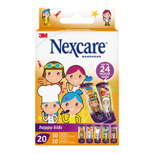 Bērnu plāksteri Nexcare – 20 gab./kastē 19×72/25x72mm ar motīvu – 20 gab.
