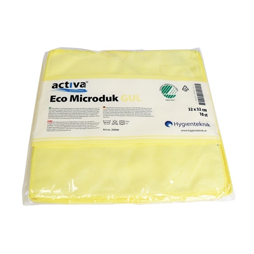 Mikrošķiedras tīrīšanas lupatiņa Activa ECO – 32×32 cm dzeltena Svanen – 10 gab.