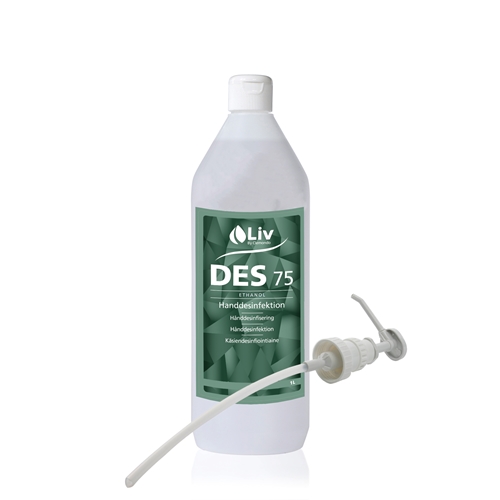 Roku dezinfekcijas līdzeklis Liv 75% – 1000 ml ar 12 sūkņiem/trfp – 12 gab.