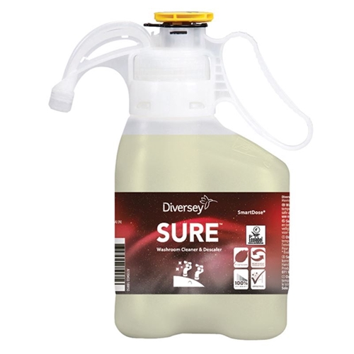 SURE sanitārais tīrīšanas līdzeklis vannas istabai – 1,4L pH=12 bez smaržas SD