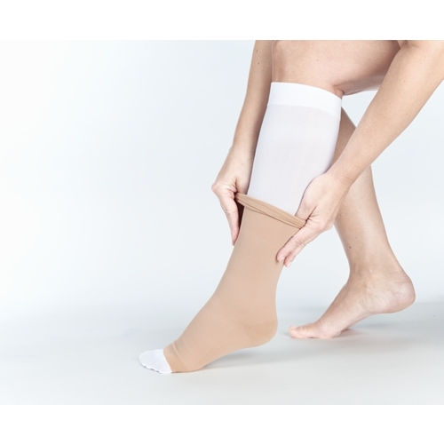 Kompressionsstrumpor för sår Actico UlcerSys – S norm 1 beige+2 vita