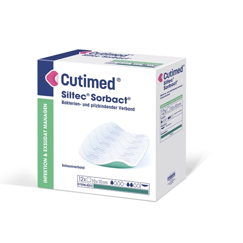 Baktereid siduv vahtside Cutimed Siltec Sorbact – 10x10cm – 10 tk