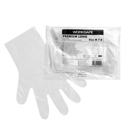 Darba cimdi PE Worksafe Premium, gari – L 35 cm, 0,035 mm reljefi – 100 gab.