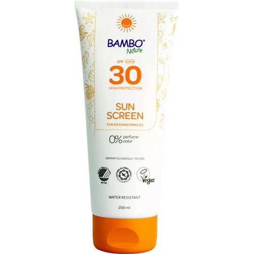 Saules aizsargkrēms Bambo Nature – 200ml SPF 30 bez smaržas Svanen – 6 gab.