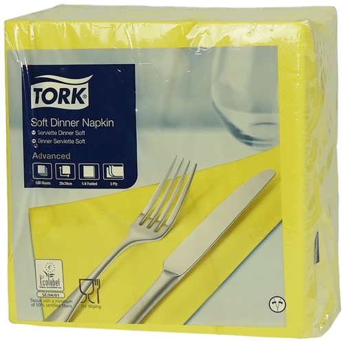Servetėlė 40x40cm 1/4 sulankstyta 3L – Tork Advanced geltona – 100 vnt.
