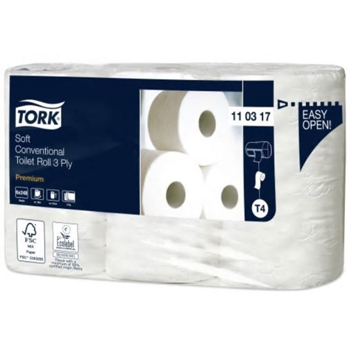 Toiletpapir 3-L Normal T4 – Tork Premium 34,7m hvid – 42 stk