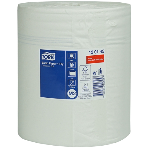 Torkrulle 1-L centrummadet M2 – Tork Basic 300m 1,58k hvid – 6 stk