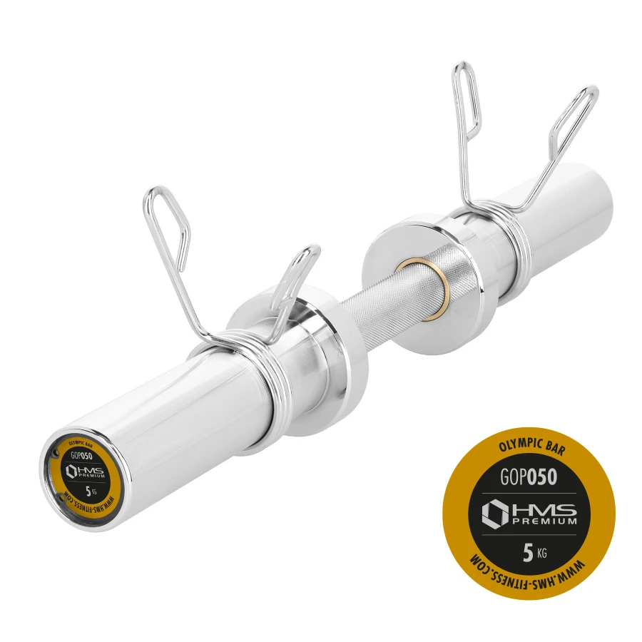 GOP050 īsā olimpiskā svaru stienis 5 kg (50 cm) ar atsperu skavām HMS