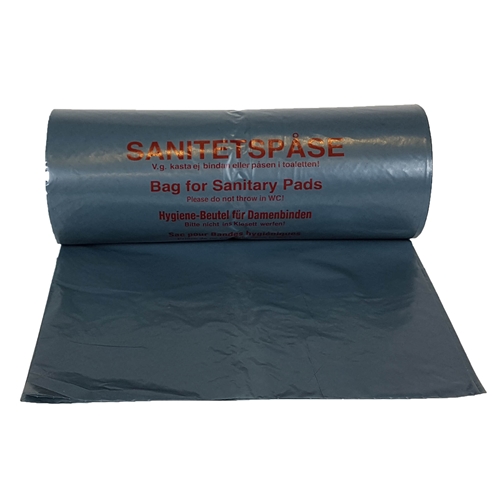 Sanitārā maisiņa LDPE ar apdruku – 170/150x410mm 20my pelēks – 100 gab.
