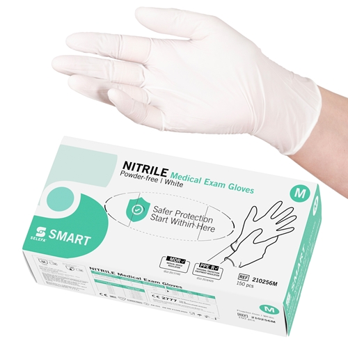 Nitrila cimdi Selefa pf – M SMART balti AQL 1,5 – 150 gab.