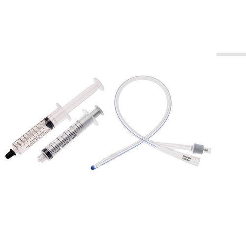 Katetrs 2-ceļu ar šļirci UnoQuip – 10ml ch22 40cm silikons Nel – 5 gab.
