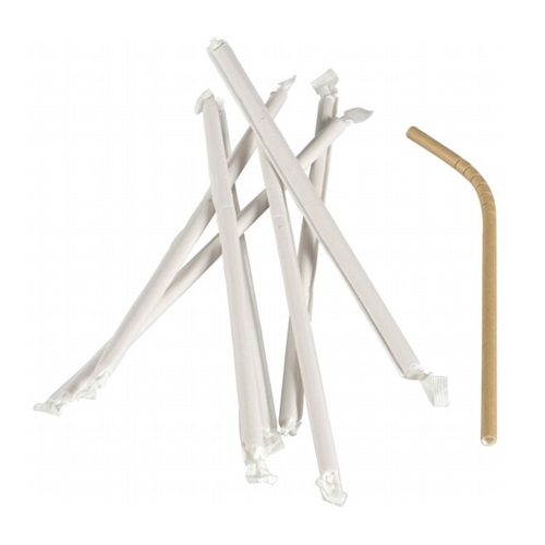 Papperssugrör böjbart – 24cm 6mm brunt hygienförpackat – 250 st