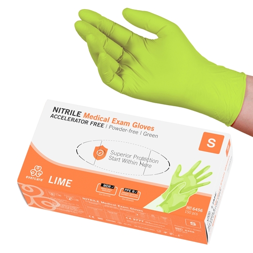 Nitrila cimdi Evercare PF – S LIME bez pulvera zaļi AQL 1,5 – 150 gab.