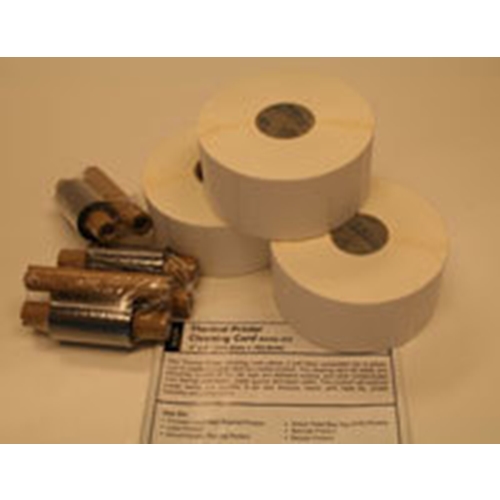 Etiķete TTE Zebra printerim – 57x30mm, ietver tīrīšanas karti, 3 ruļļi