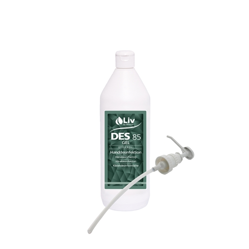 Hånddesinfektion Liv gel – 1000ml inkl. 12 pumper/trpfp – 12 stk.