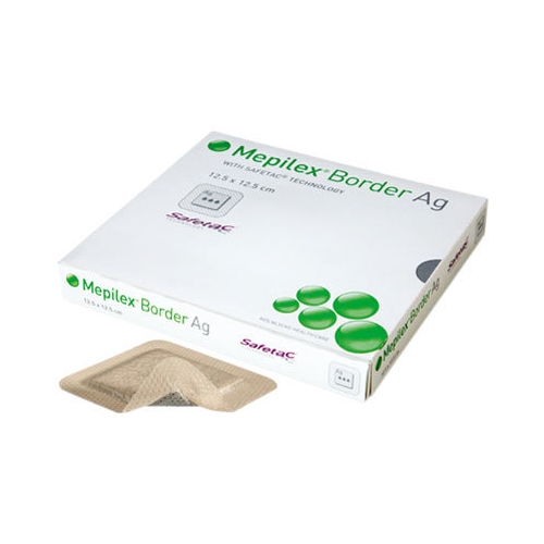Skumforbinding sølv silikone Mepilex B Ag – 10x10cm Border – 5 stk