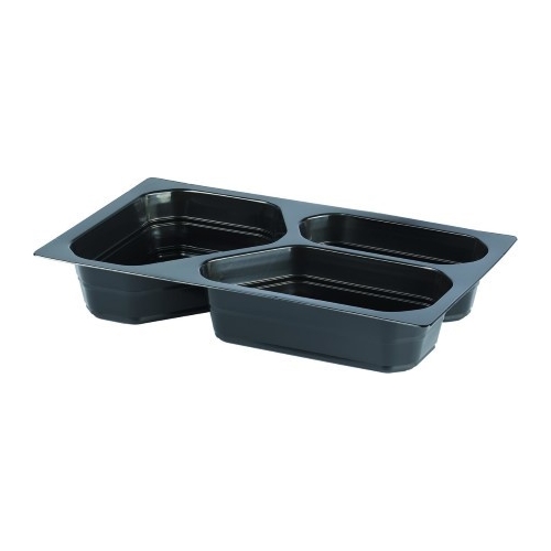 Form GN 1/4 PP Duniform – 263x161x45mm 3 nodalījumi melns – 225 gab