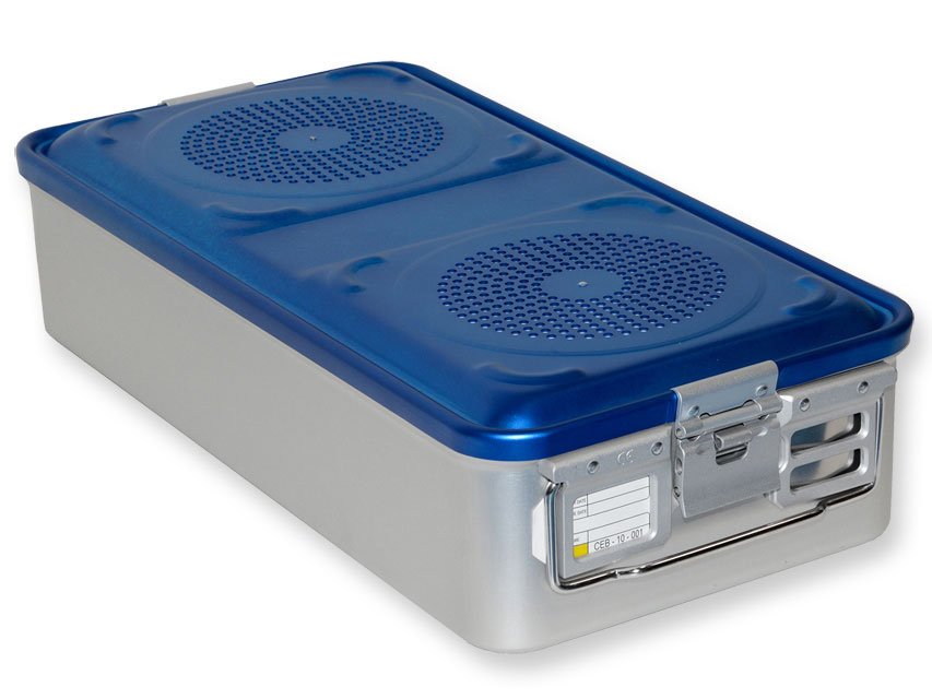 Tvertne ar filtru, augstums 135 mm – zila – perforēta
