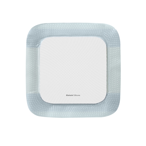 Silikona putu pārsējs Biatain Silicone – 12,5×12,5cm ar apmali – 10 gab.